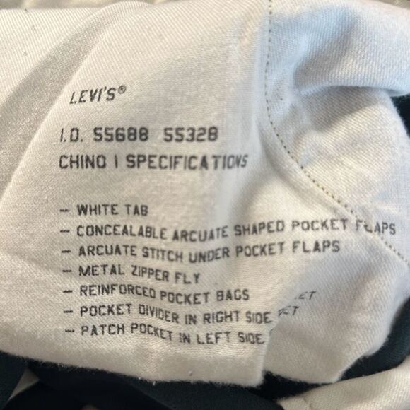 Levi’s Mens Green Chino Khaki Pants size 32x34 White Tab I.D. 55688 - Picture 8 of 11